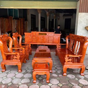 Bàn ghế phòng khách xoan ta + kệ tivi