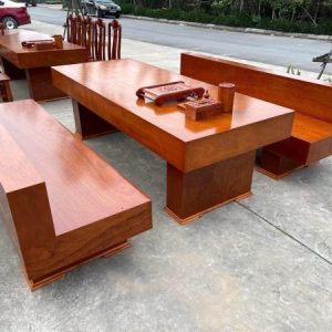 Alternative view of Bàn Ghế K3 Tựa Gỗ Hương Đá Đỏ