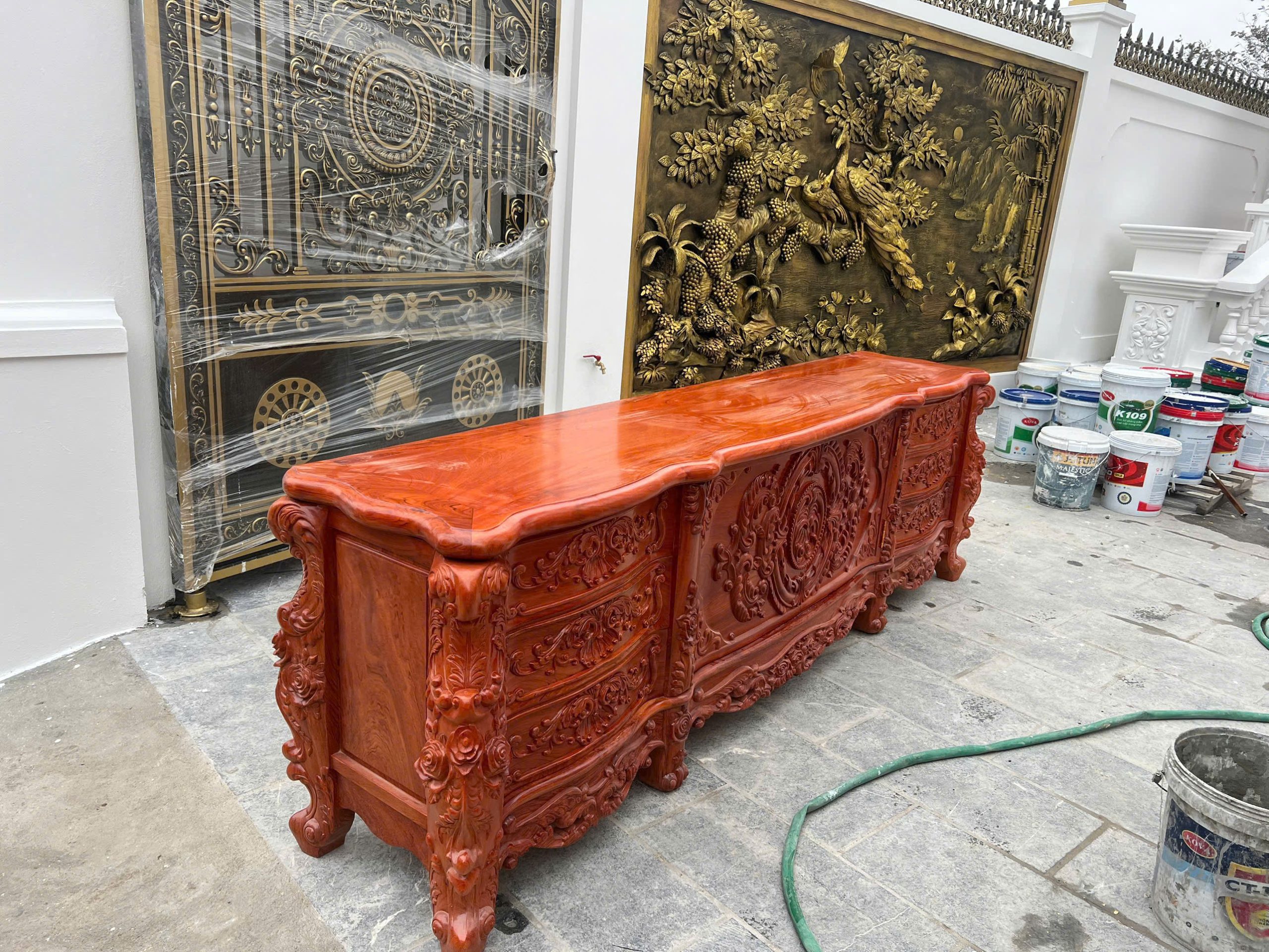 Kệ Gỗ Hương Đá Chân 14