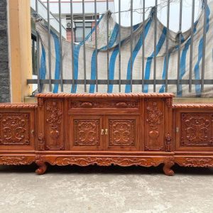 Kệ tivi hoa hồng gỗ hương đá