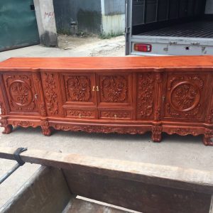 Alternative view of Kệ tivi hoa hồng gỗ hương đá