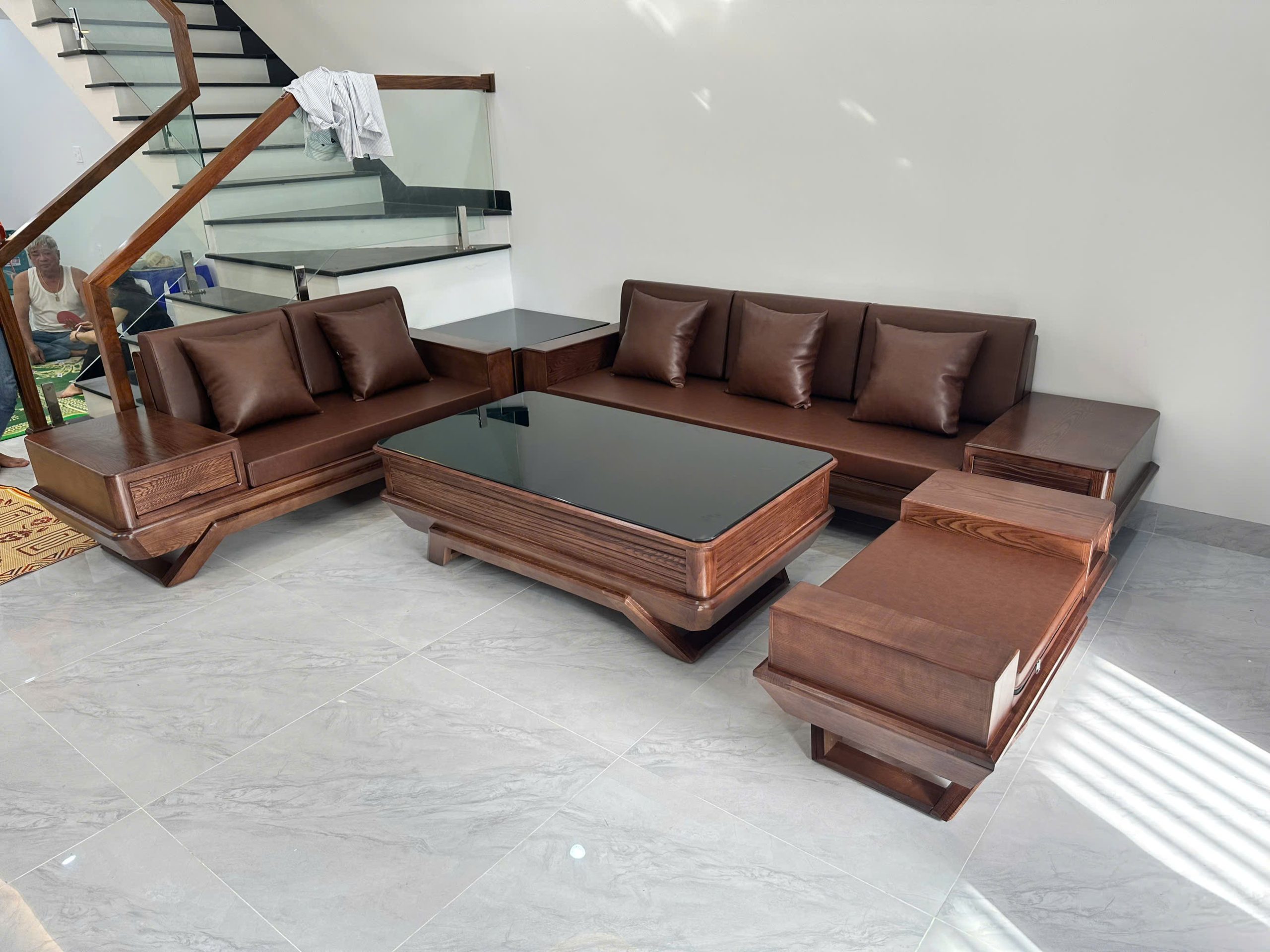 Sofa Chân Thuyền Gỗ Sồi
